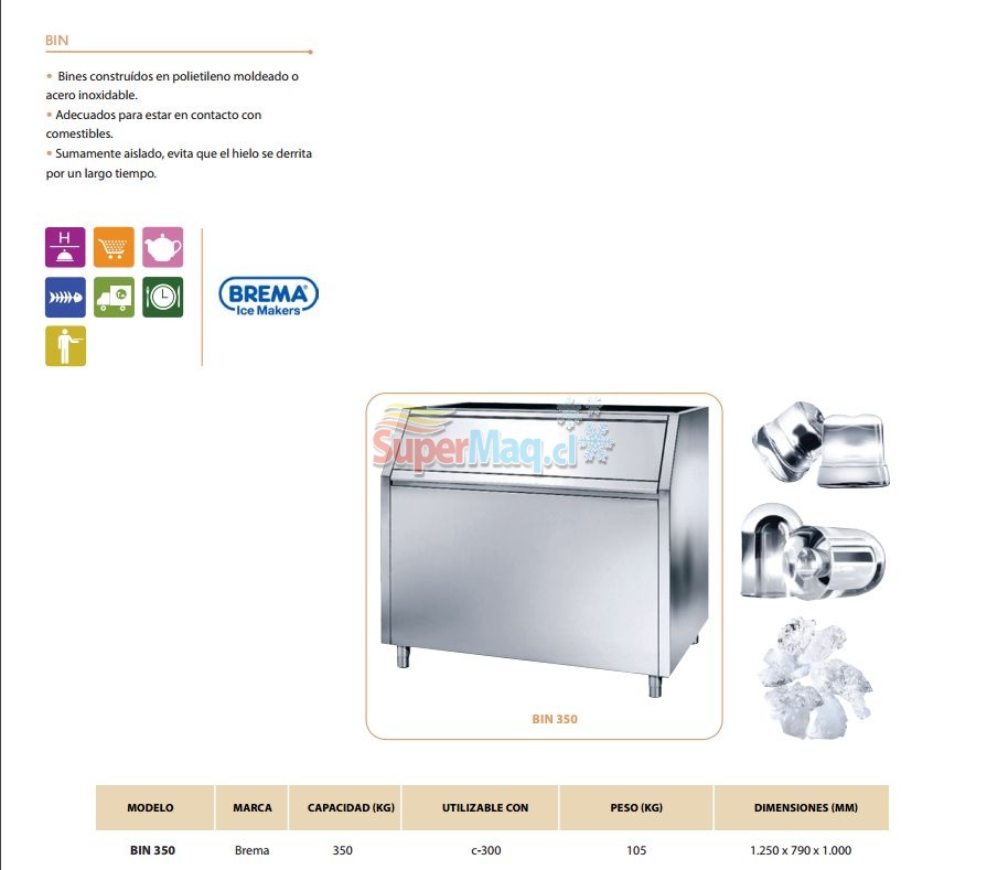BIN Fabricadora de Hielo C300 Para 350 Kilos  : Refrigeracion