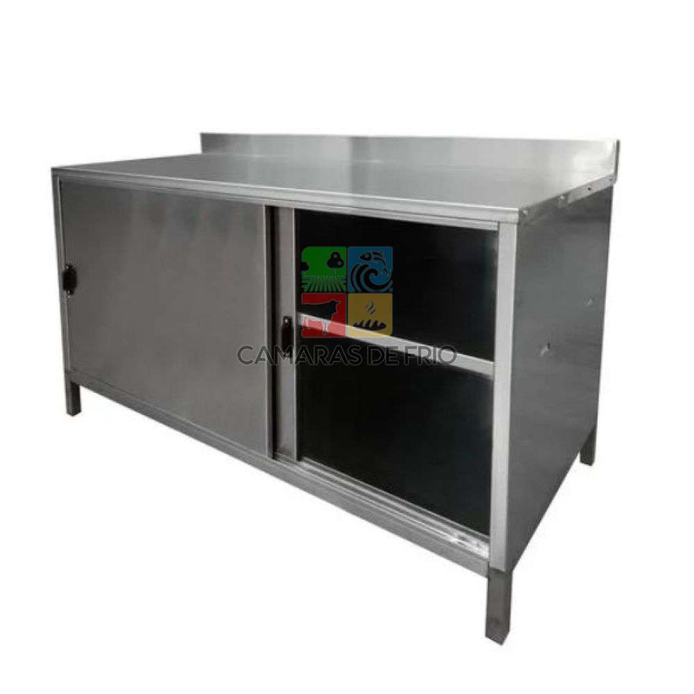 Armario Puerta Corredera 120 Armario De Trabajo KOIECETA 120x50cm - Acero  Inoxidable, Puertas Correderas, Altura Ajustable Mesa De Acero Inoxidable, image size:1000x1000